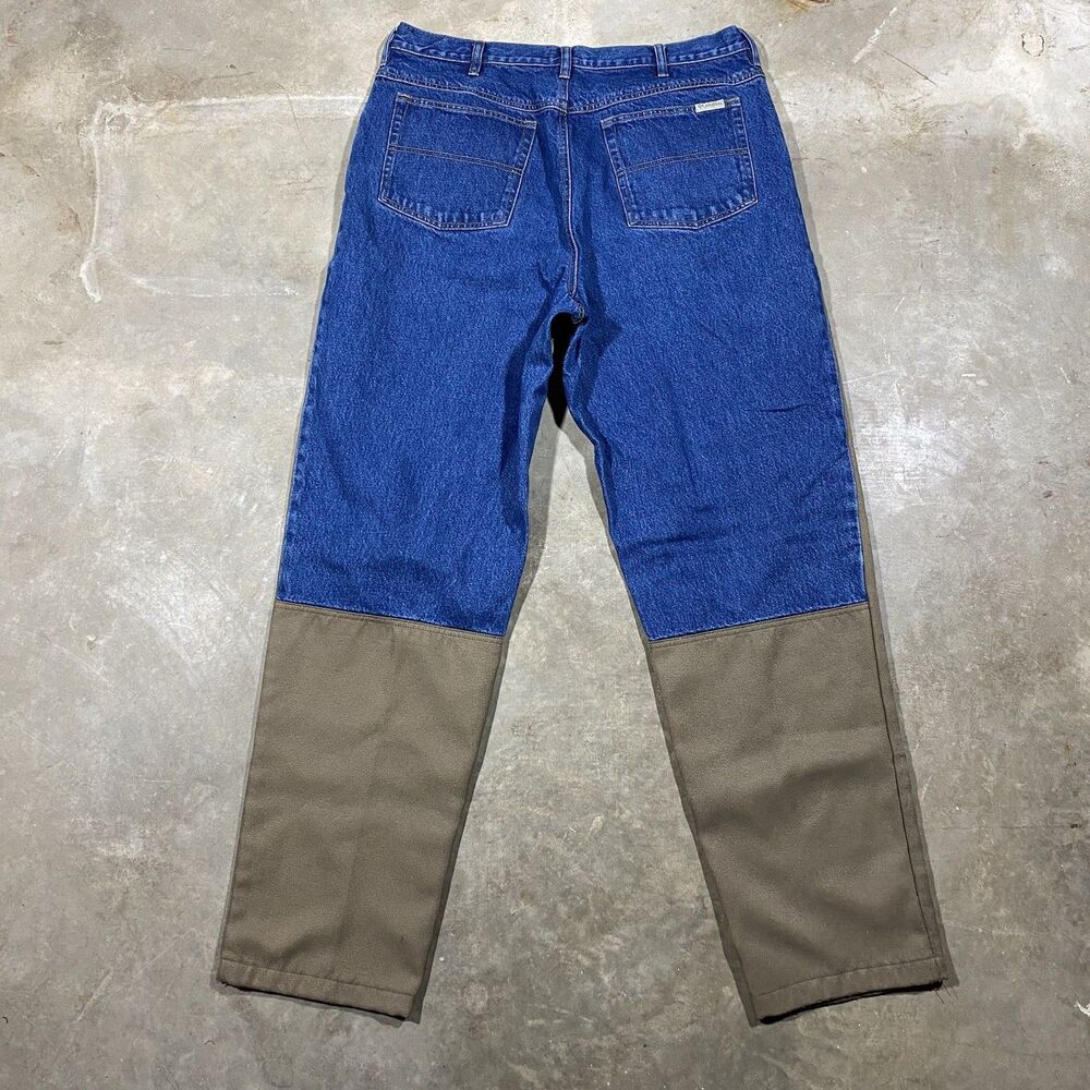 Columbia Two Tone Denim Canvas Work Pants Brown Blue 36x33 (Tag 38x34) - Picture 2 of 9